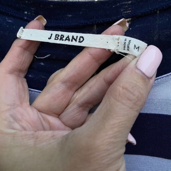 J BRAND ‣Striped Noli Cap Sleeve Semi-Sheer Tee M - Picture 4 of 7